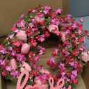 Valentines Day Wreath Decor, 22inch Artificial Pink Wreath with Tulip Berry Green Leaf Element, Valentines Wreaths for Front Door Wedding Anniversary Party Candlelight Dinner Decorations