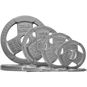 Fitvids 1 Inch Standard Barbell Weight Plates, 2.5 LB to 45 LB Plates for Home Gym Strength Training, Triple-handle Design