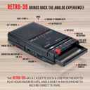 QFX RETRO-39 Portable Shoebox Cassette Tape Recorder USB to Cassette Recording, Built-in Microphone, 3.5" Bluetooth Speaker, FM Radio, MP3 Playback, Line-in/Out, AC/Battery Powered