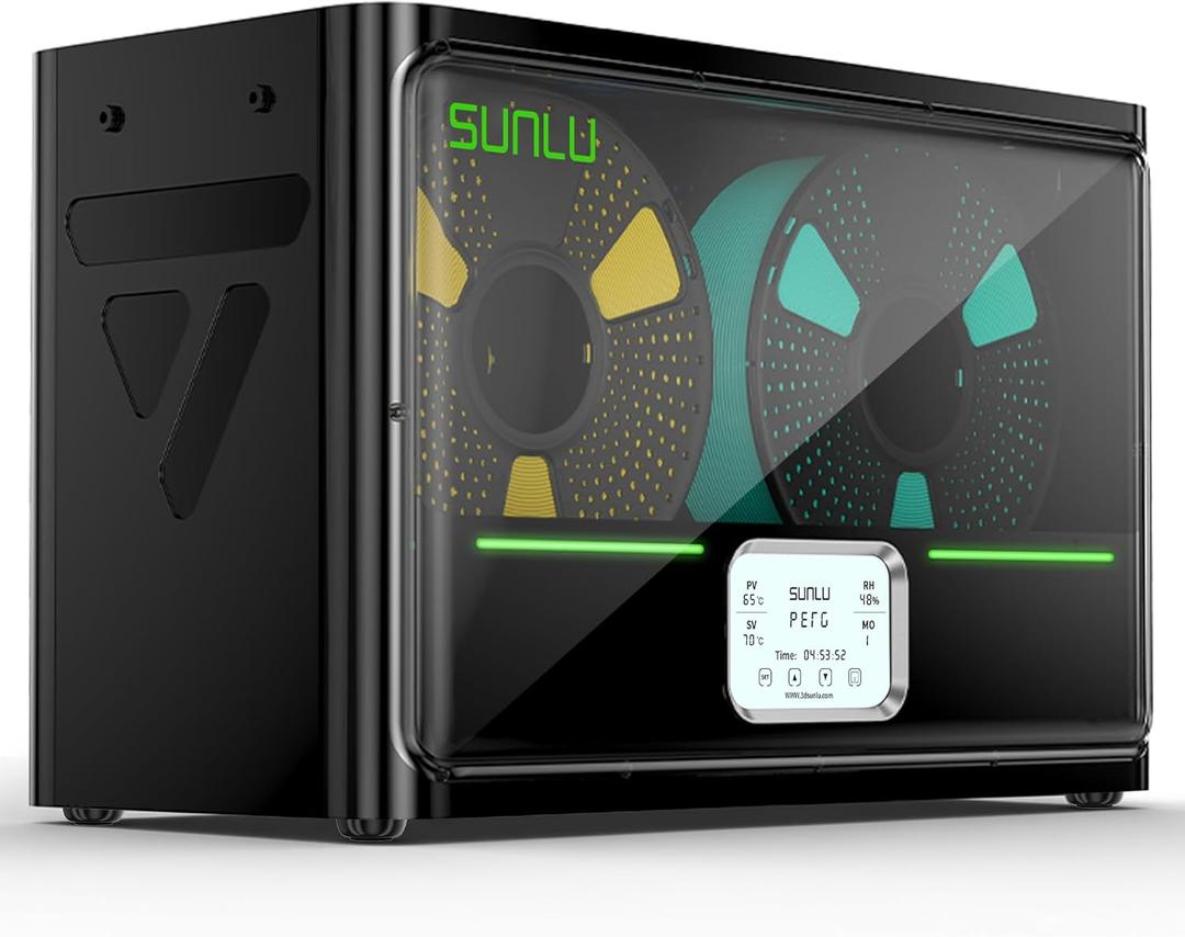 SUNLU Official Filament Dryer S4, 4-Spool Filament Storage Box with Auto Humidity Control, 350W PTC Fast Heating, 70 Max Temperature for 3D Printer Filament, S4 Black