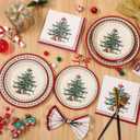 Homlouue 200 PCS Christmas Paper Plates and Napkins Sets, Christmas Tree Plates and Napkins, Holiday Paper Plate and Napkin Sets for Xmas Party Supplies Dinner Winter Decorations, Xmas Plate