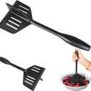 YHBARK Professional Heat Resistant Nylon Meat Cut, Spatula and Meat crusher Double Function, Potato MasherNon-scratch UtensilsGood Grips Ground Meat Chopper, Black, 1 Piece