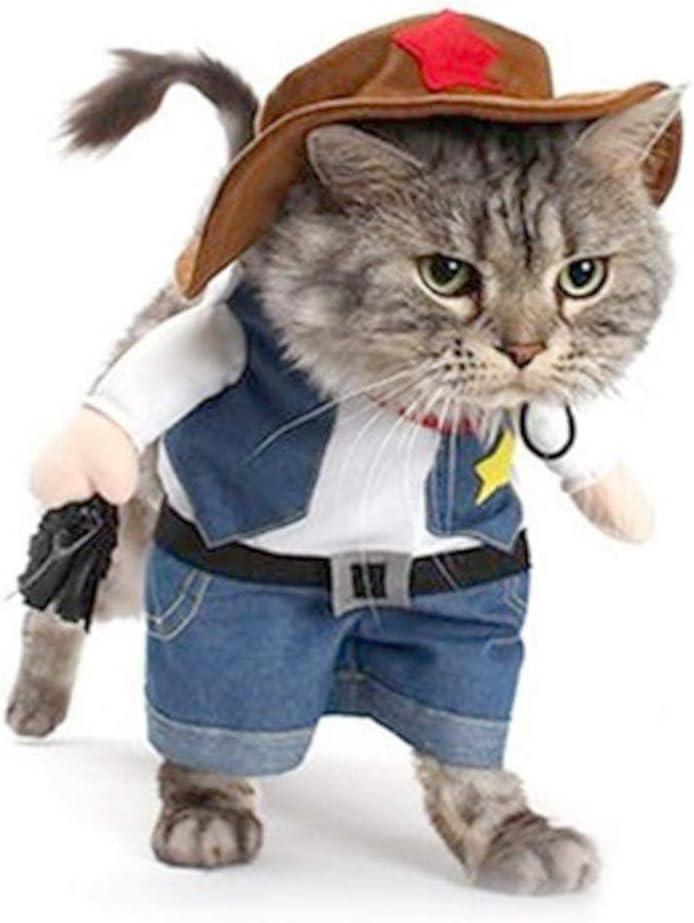 NACOCO Cowboy Dog Costume with Hat - Blue Cat & Small Dog (Medium) (Medium (Pack of 1))