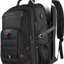 Z-MGKISS Extra Large Travel Backpack, 52L TSA Backpack 17.3 Inch, Anti-Theft 17 Inch Big Business Laptop Backpack for Men & Women, Water Resistant College Rucksack Bag with USB Port, Black
