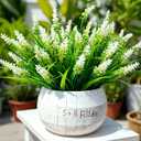 Geegoods Artificial Plants Flowers Outdoor 24 Bundles UV Resistant Faux Lavender Flowers with Monkey Grass for Garden Porch Window Patio Hanging Planter Decor