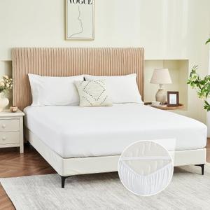 Queen Fitted Sheet Only, Corner Straps Ultra Soft Brushed Microfiber Hotel Quality Bottom Sheet, Deep Pocket Fits 8-14 inches Mattresses, Luxury Durable Sheets for Queen Size Bed, White