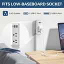 Electrical Outlet Extender with 2 AC Outlets, 2 USB-A, 1 Type-C, Rotates 180, Extends 22"-34", Access Hard-to-Reach Outlets for Bedroom Office Behind Couches Nightstands Desks Sofa