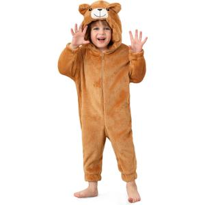 Baby Boys Girls Christmas Snowman Onesie Fleece Reindeer Hoodied Romper 6M - 2T (12-18 Months, Brown | Bear)