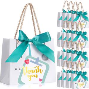Supervitae 40 Pcs Nurse Gift Bags 5.5x2.4x4.7 Inch Small Thank You Nurse Paper Gift Bags with Handle and Bow Nurses Day Graduation Appreciation Week Gifts Bag for Medical School Graduate (White)
