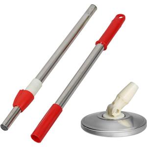Spin Mop Replacement Handle, 49-inch 360 Degree Rotating Telescopic Spin Mop Pole Handle and Stainless Steel Mop Disc for Household Floor Cleaning Accessories (Red)