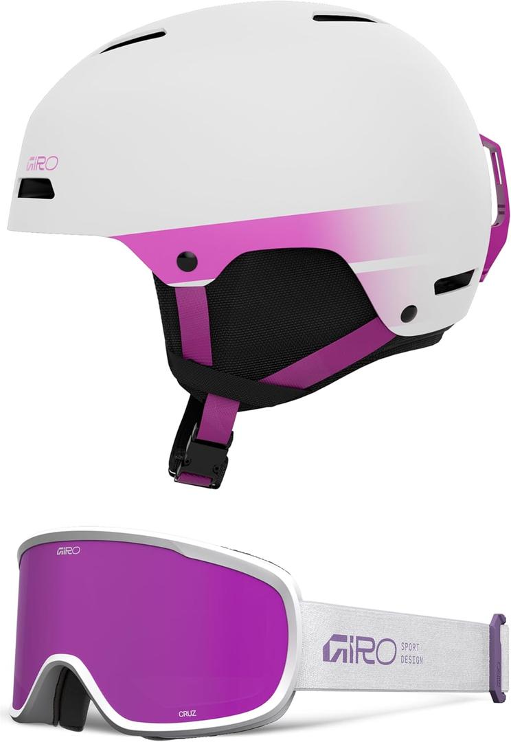 Giro Ledge Ski Helmet - Snowboarding Helmet for Men, Women and Youth (Large, (Combo) Matte White/Pink - Mauve Purple Stacked)
