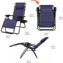 Amazon Basics Outdoor Adjustable Zero Gravity Folding Reclining Lounge Chair with Cup Holder, Headrest Pillow, Detachable Side Table, Weather Resistant, Set of 2, Blue, pack of 2
