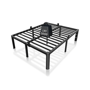 ROIL 14 inch King Size Bed Frame Metal Platform No Box Spring Needed with Headboard Hole Round Corner Legs Mattress Stoppers Retainers 3500LBS Heavy Duty Steel Slats Noise-Free
