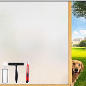 Frosted Glass Window Film Decorative with Reference Cutting Line, Bathroom Window Privacy Film for Glass Windows Cover, Static Cling, Removable, Reusable, Anti-UV, Anti-Glare, 29.5" x 78.7"
