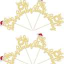 2 x 24Pcs Christmas Oh Baby Cupcake Toppers Gold Glitter Christmas Santa Hat Deer Babyshower Cupcake Picks Baby Shower Christmas Theme Birthday Party Cake Decorations Supplies