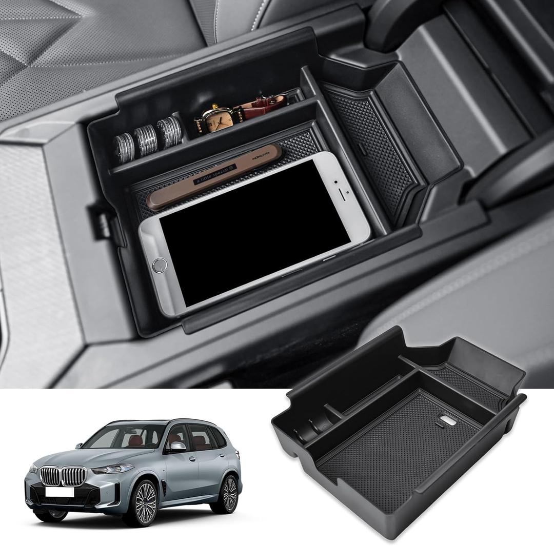 Center Console Organizer Insert Tray Compatible with 2025 2026 BMW X3 30 xDrive/M50 xDrive Accessories, Custom-Fit ABS Armrest Storage Tray Secondary Compartment Expanding Storage Space