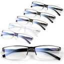 6 pack Executive Style Reading Glasses Men - Durable Readers with 99% Blue Light Blocking - Comfortable Fit with TR90 Frames