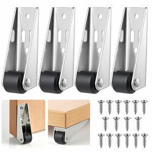 4 Pack Bedroom Door Sinking Repair Caster Wheels, 0.9 Inch Multifunctional Low Profile Fixed Casters, Small Nylon and Steel Wheels for Wooden Furniture