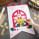 HunnmingRe First Communion Banner Kit for Girls and Boys, 12 x 18 Inches 1st Holy Communion Banner Kits Felt Catholic Gifts for Sunday School DIY Arts and Crafts(Stylish)