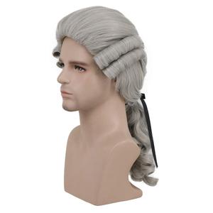 Karlery Colonial Man Long Wave Gray Wig for Halloween Costume and Anime Cosplay