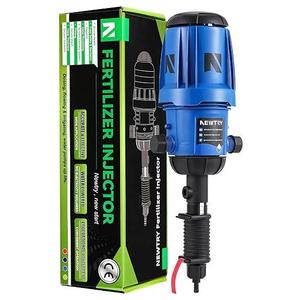 NEWTRY Fertilizer Injector for Drip Irrigation, 1%-10% Adjustable Dosing Pump, 3/4'' NPT Water Powered Liquid Doser for Garden, Greenhouse, Irrigation & Hydroponic System, Farm, Grow Tent Blue