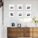 Hongkee 6x6 White Picture Frames set of 3, Made of Wooden and Real Glass Square Photo frame - Displays 4x4 Picture With Mat or 6 x 6 Without Mat, Desktop & Wall Collage Frame set