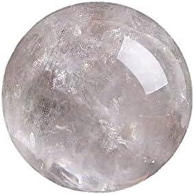 StoneStory Clear Quartz Crystal Sphere Ball with Wood Stand Large Healing Crystals Sphere Sculpture Home Office Decoration Fengshui Meditation Healing 80mm 3.14'' (Clear Quartz, 3.14'')