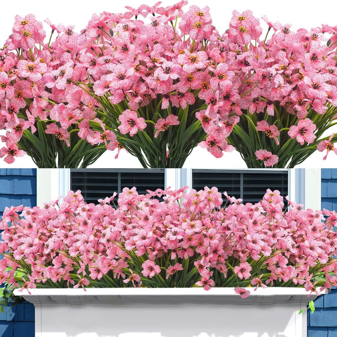 Grunyia 20 Bundles Artificial Flowers, Outdoor Indoor UV Resistant Fake Flowers No Fade Faux Plastic Plants Garden Porch Window Box Decoration