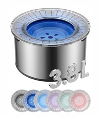 Heouvo 1 Gallon Large Dog Water Bowl No Spill,Anti Digging Lid & Rubber Bottom Spill Proof Dog Bowl, Anti Splash Mess Dripless Slow Drinking Stainless Steel Water for Sloppy Messy Drinkers Car (3.8L,Blue )