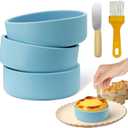 Silicone Air Fryer Egg Mold 3 Pack - Reusable Egg Cups for Air Fryer, Oven & Microwave, Silicone, Dishwasher Safe, Non-Stick Breakfast Accessories, Individual Microwave Egg Cooker (Blue)
