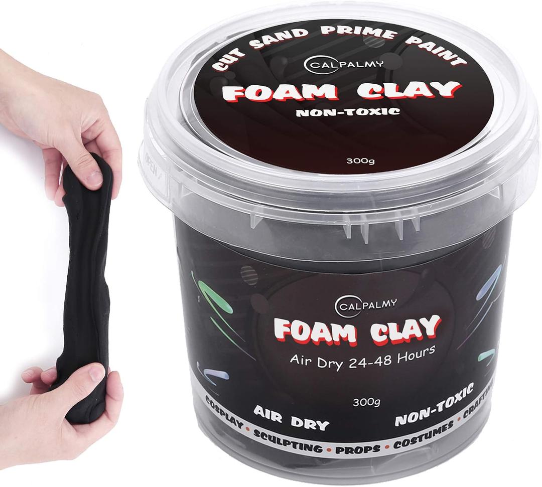 Moldable Cosplay Foam Clay (Black)  High Density and Hiqh Quality for Intricate Designs | Air Dries to Perfection for Cutting with a Knife or Rotary Tool, Sanding or Shaping (300g)