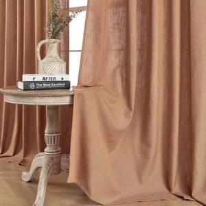 Joydeco Linen Curtains 90 Inch Length 2 Panels Set, Curtains for Living Room, Light Filtering Curtains 90 Inches Long, Living Room Curtains 90 Inches Long, Terracotta (52"W x 90"L (Pack of 2))