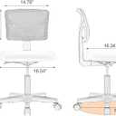 Sweetcrispy Small Desk Chair, Ergonomic Low-Back Mesh Rolling Work Swivel Chairs with Wheels, Armless Comfortable Seat Lumbar Support for Home, Bedroom, Study, Student, Adults, Grey
