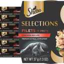 Sheba Selections Filets in Broth, Adult Cat Food Wet Recipe, Meal Complement, Chicken Recipe, 1.3 oz. Cups, 12 Count (EXP 07/27/27)