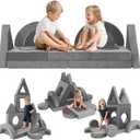 Modular Kid Play Couch 16Pcs Kids Couch Convertible Sofa Multifunctional Toddler Sofas Building Fort for Inspiring Children Creativity for Bedroom Playroom and Living Rooms (Dark Grey)