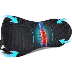 Niceeday Lower Back Support Cushion Lumbar Support Pillow for Office Chair, Memory Foam Lumbar Pillow for Lower Back Pain Relief Car Seat,Black