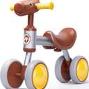 PerKidern Baby Balance Bike for 1-2 Year Old Boy Girl, Balance Bike for 12-24 Months 4 Wheels Toddler Balance Bike, Baby Bike 1+ Years Toy First Birthday Gifts (brown)