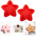 Velicber 2 Pcs Star Shaped Cake Pans, 8 Inch Silicone Cake Molds, Silicone Baking Mold, Flexible Nonstick Baking Pans for Cakes, Cheese Cakes and Chocolate Cake, Red