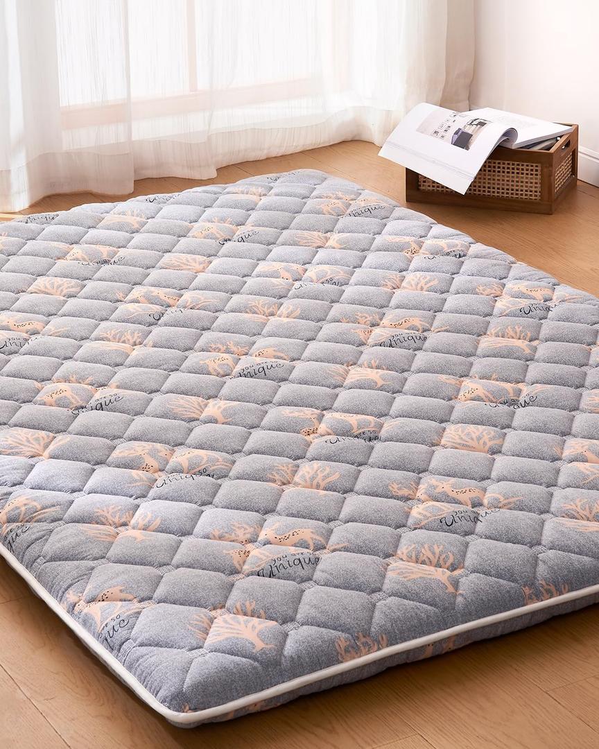 6th Generation Japanese Floor Futon Mattress - Extra-Thick 9-Layer Modern Futon with 100% High-Density Foam, Portable Floor Mattress Sleeping Pad for Adults, Guest Room, Dormitory, Twin XL (39"X80")
