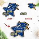 2 x 2025 Graduation Christmas Ornament - Wooden Graduate Ornament for College High School Senior Masters, Graduation Gifts for Her, Him, Family, Friends - Congrats Grad Party Decorations