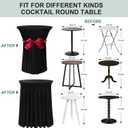 Bdcc Cocktail Table Covers - 2 Pack 32"x 43" Black Cocktail Table Tablecloth with Natural Wavy Round Skirt for Bar Wedding Party Banquet