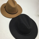 DRESHOW Women Belt Buckle Fedora Hat Classic Wide Brim Felt Panama Hat