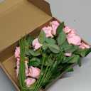 24 Pcs Pink Rose Artificial Flowers with Long Stem Real Touch Silk Plastic Bouquet Pink Roses Bulk for Wedding Party Table Centerpieces Festival Decorations