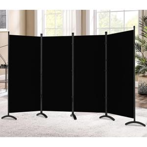 Room Divider-Folding Privacy Screens, 6 ft Partition Room Dividers Wall for Separation, Home, Office, Classroom, Studio (Black, 4 Panel)