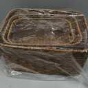 GIB Woven Storage Baskets for Organizing, Plastic Wicker Storage Baskets for Shelves, Waterproof Rectangular Storage Bins Organizers for Closet Pantry Table, Set of 3, Brown