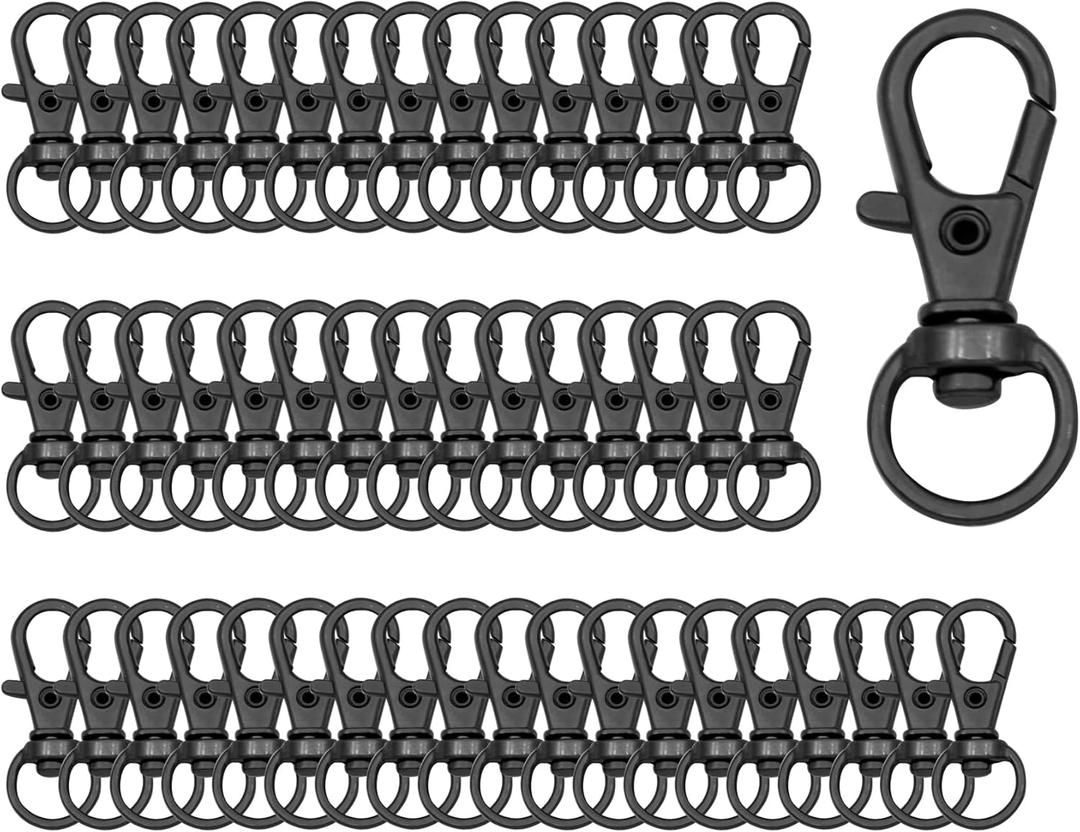 Swivel Snap Hooks Premium Metal Lobster Claw Trigger Clasps for Lanyard Keychain Rings Bag Purse Tag Jewelry Making DIY Crafts (Length: 1.26inch(32mm) Inside width: 0.39inch(10mm) 50pcs Gun Black)