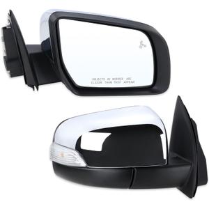 Right Passenger Side Mirror Fits 2019 2020 2021 2022 2023 2024 2025 Ford Ranger With Power Folding Power Glass Blind Spot Heated Turn Signal Puddle Light Chrome Replace#KB3Z17682FA(12Pins)