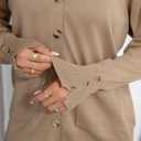 CHUANGDA Women Fall Long Sleeve Cable Knit Sweater Button Open Front Cardigan Loose Outerwear Coat with Pockets (Brown, S)