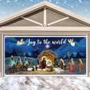 Christmas Nativity Garage Door Banner Decoration Large Garage Door Cover Christmas Nativity Scene Decal Xmas Holiday Outdoor Wall Photo Props Background Hanging Backdrop Decor 6 x 13 ft
