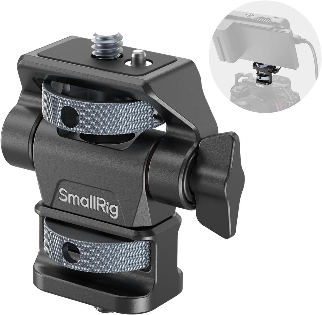 SmallRig Adjustable Camera Monitor Mount, 360 Swivel and 180 Tilt Monitor Holder, with 1/4"- 20 Screws, Bouncy Locating Pins, Anti-Twist Design, for Ninja V and V+ Monitors